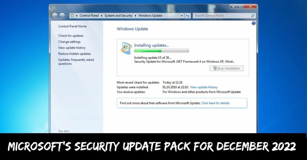 Microsoft's Security Update Pack for December 2022