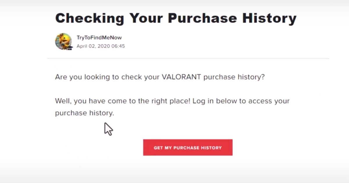 VALORANT Purchase History