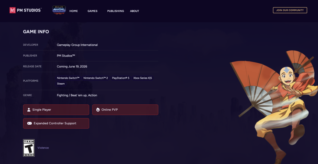 avatar legends: the fighting game release date