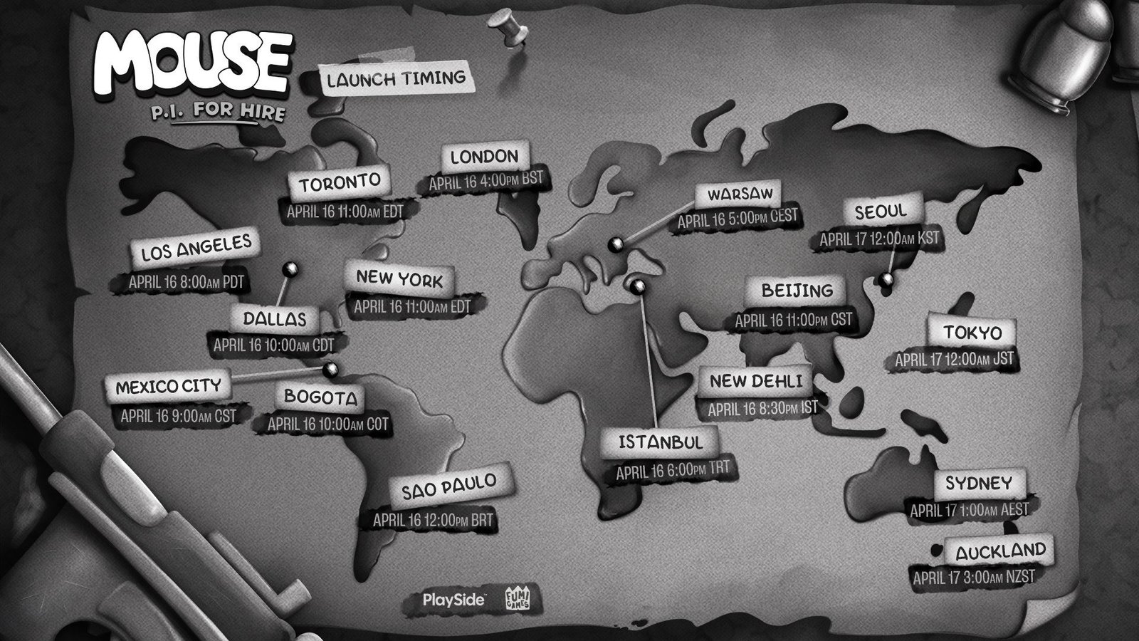 Mouse: P.I. For Hire, the hand-drawn rubber hose FPS from Fumi Games and PlaySide Studios, launches globally on April 16, 2026