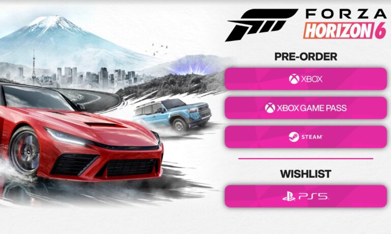 Forza Horizon 6 key art showing the Toyota GR GT Prototype on a Japanese road