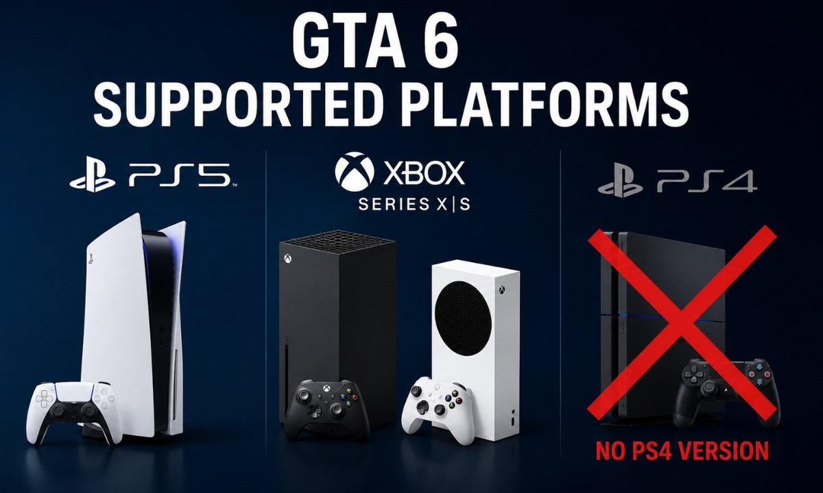 GTA 6 supported platforms showing PS5 and Xbox Series X/S only