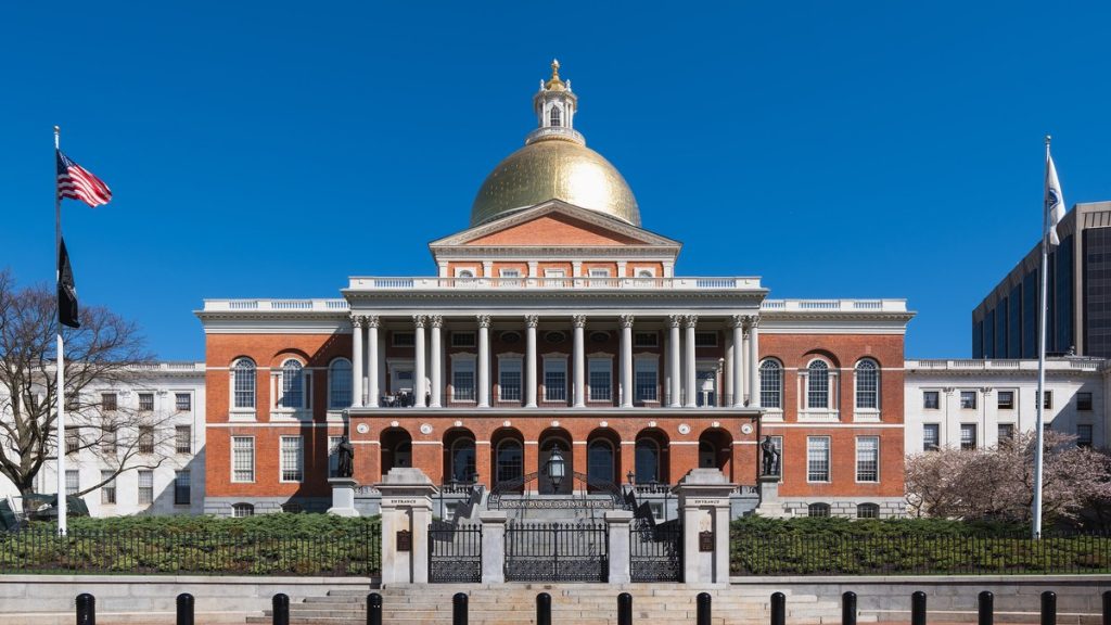 Massachusetts State House in Boston with its golden dome