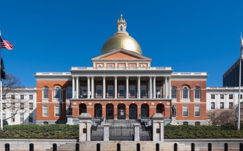 Massachusetts State House in Boston with its golden dome