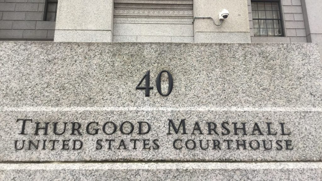 Thurgood Marshall United States Courthouse sign in Manhattan