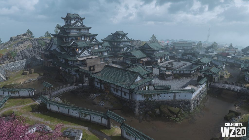 A Japanese-style castle surrounded by town buildings on Ashika Island