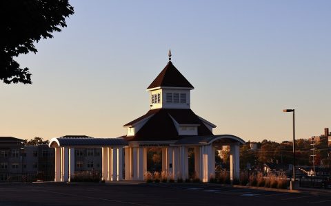A building on the Carroll University campus at dusk