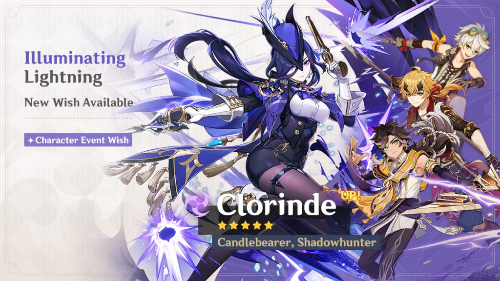 Clorinde's Illuminating Lightning wish banner in Genshin Impact