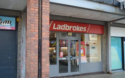 A Ladbrokes betting shop front in Newton Aycliffe, County Durham