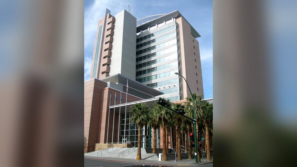 The Regional Justice Center courthouse in downtown Las Vegas