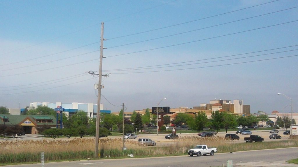 Commercial buildings near U.S. Route 30 in Merrillville, Indiana