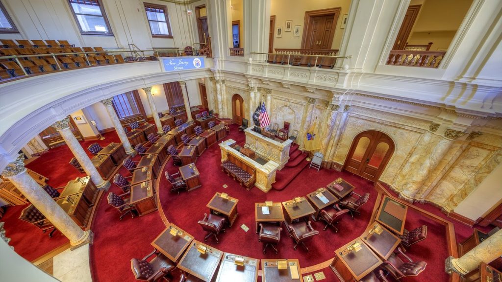 The New Jersey Senate chamber in the State House in Trenton