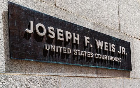 Joseph F. Weis Jr. United States Courthouse sign in Pittsburgh
