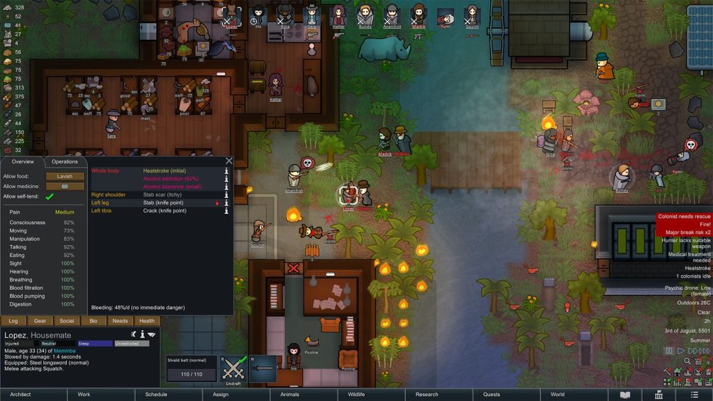 Official RimWorld screenshot of a colony base seen from above