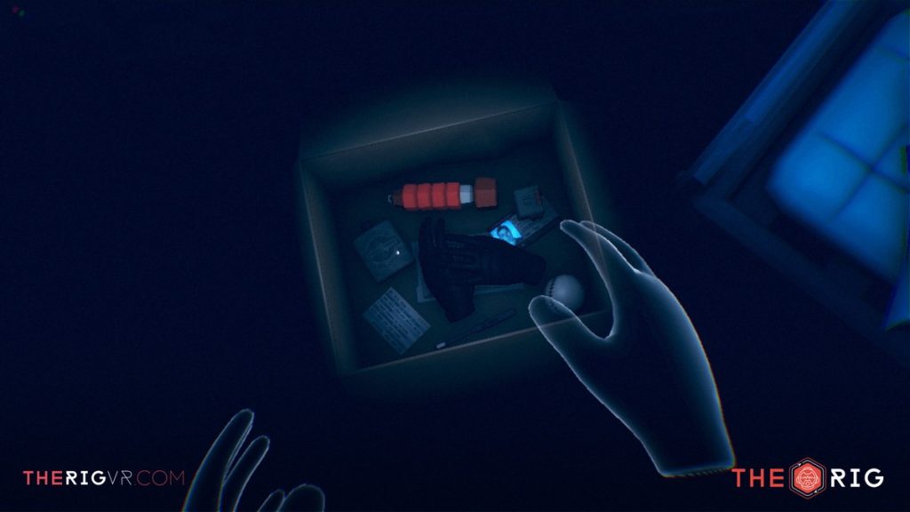 VR hands reaching into a box in The Rig: A Starmap to Murder
