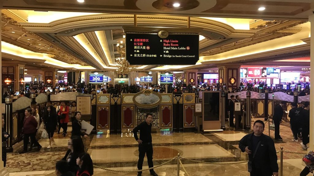 Visitors in the casino area of The Venetian Macao