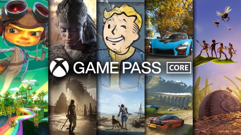 The Game Pass Core logo over a collage of game artwork