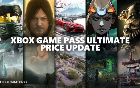 A collage of game characters behind the words Xbox Game Pass Ultimate Price Update