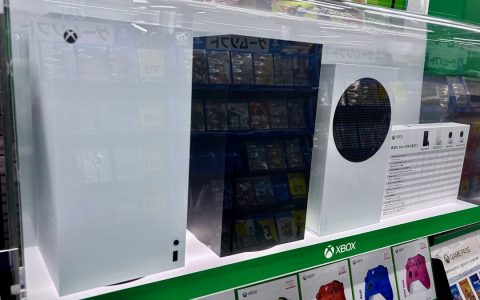 Xbox Series X and Series S consoles on a store display